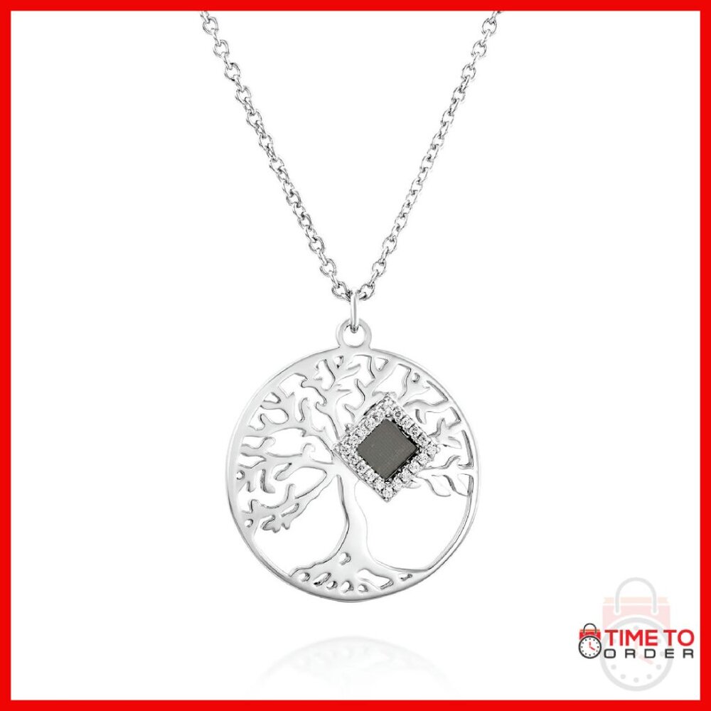 Sterling Silver Tree Of Life Pendant Necklace With Nano Bible Engraving